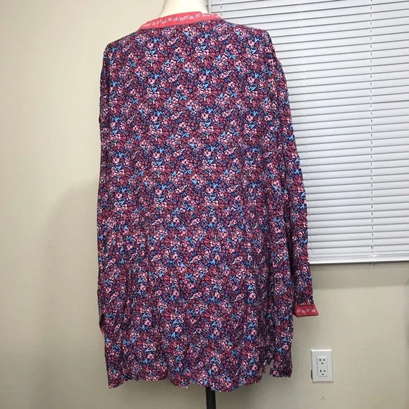 Woman Within Tunic Top Women’s Size 5X Color Orange Floral Long Sleeve’s Notched - Picture 3 of 14